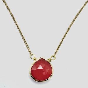 Julio Designs Teardrop Faceted Carnelian Gemstone Gold-Tone Dainty Necklace